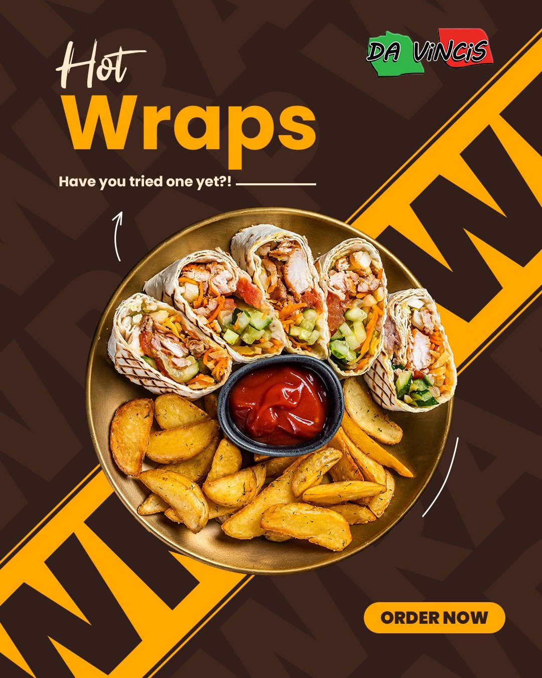 wraps with chips and sauce served at Da Vincis takeaway in Newcastle  